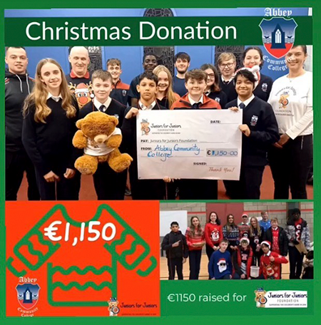 Abbey Community College Waterford presented a cheque